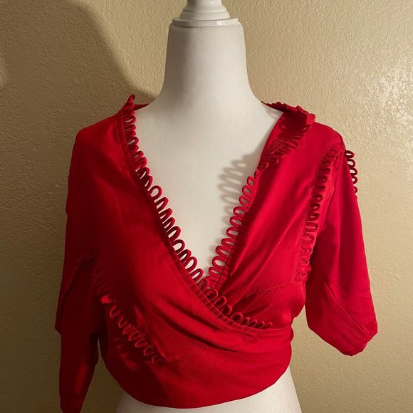 ASOS Red Wrap/Tie Top